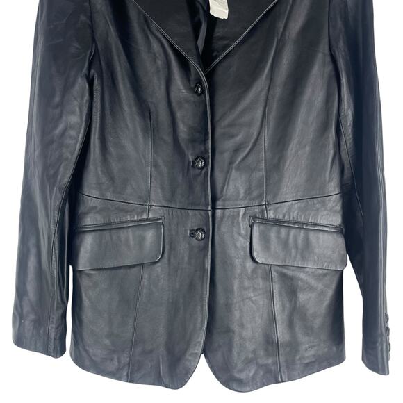 Croft & Barrow Black Lambskin Leather Blazer Jacket 3 Buttons Size M - Picture 4 of 9